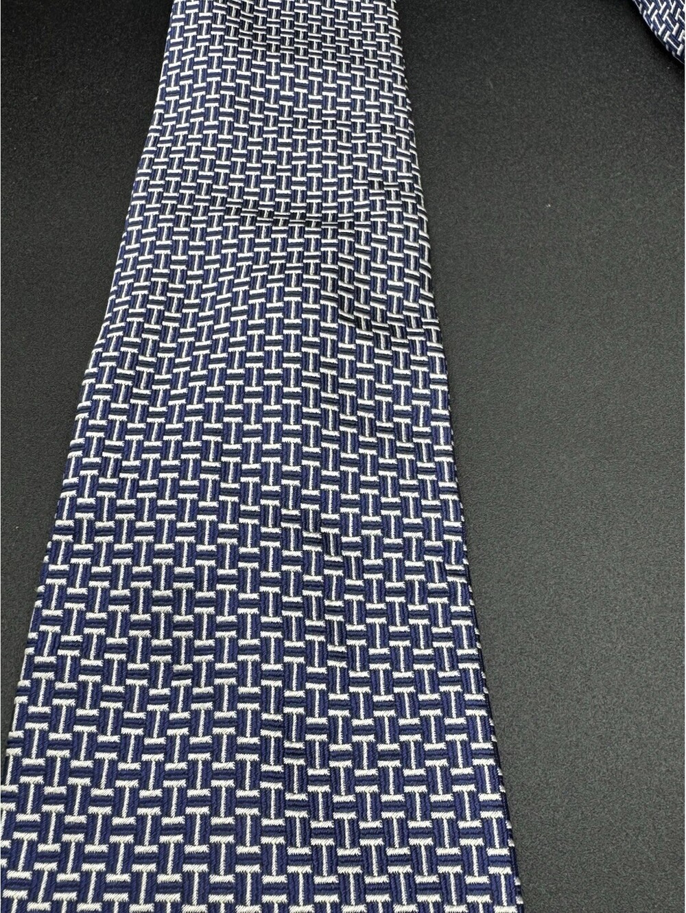 Vintage Lauren Ralph Lauren Silk Tie Blue Geometric Preppy 58” x 4”
